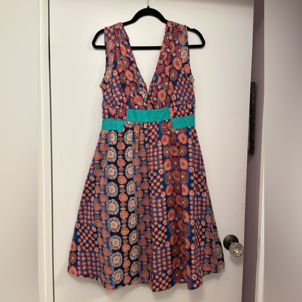 Marc Jacobs medallion floral print sleeveless V-neck cotton dress a
line boho